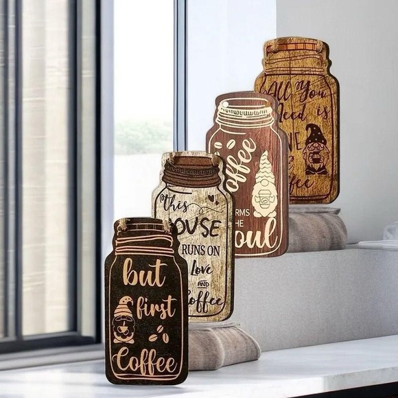 Set of 4 Coffee Wooden Hanging Signs - Picture 4 of 9